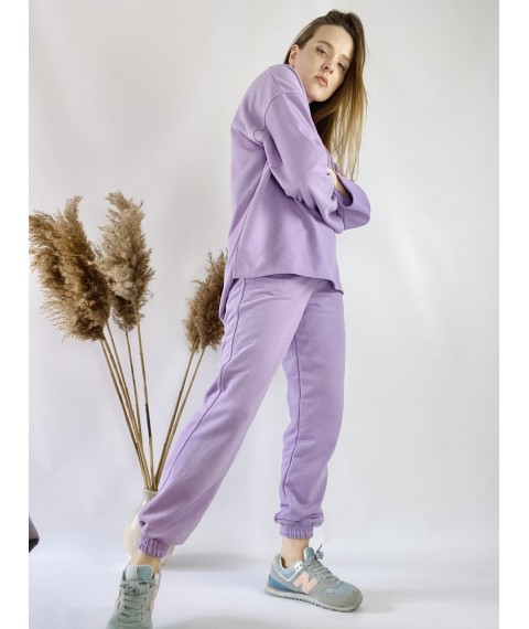 Lila Trainingsanzug f?r Damen mit einem l?nglichen Pullover aus Baumwolle, Gr??e ML