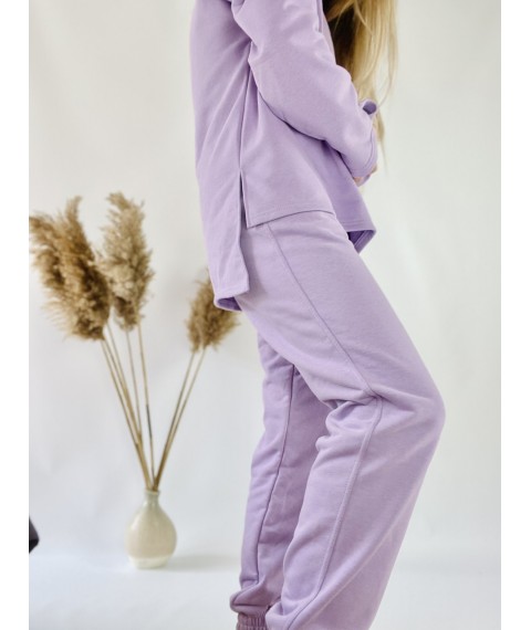 Lila Trainingsanzug f?r Damen mit einem l?nglichen Pullover aus Baumwolle, Gr??e ML