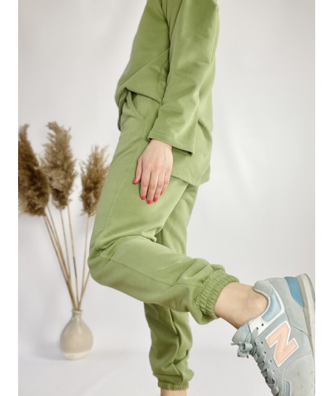 Green women's tracksuit with long cotton sweatshirt size ML