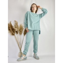 Turquoise women's tracksuit with an elongated cotton jacket, size ML