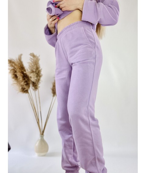 Lilac raglan jacket women's elongated free with slits made of cotton light size XS-S (SWTx6)