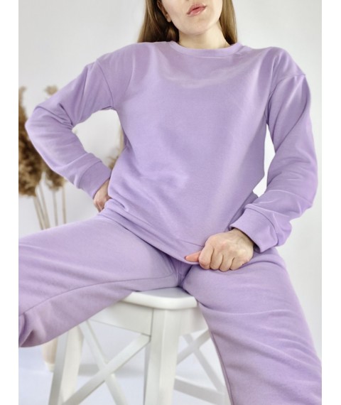Lilac raglan jacket women's elongated free with slits made of cotton light size XS-S (SWTx6)