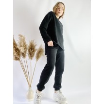 Black raglan jacket women's elongated loose with slits made of cotton light size XS-S (SWTx1)