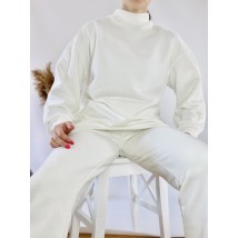 Белый  свитшот с воротником-стойкой женский из хлопка легкий размер XS-S (SWT3x7)
