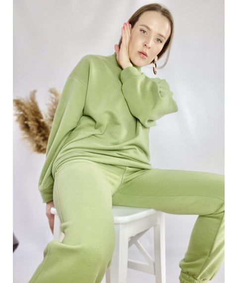 Green cotton sweatshirt with stand-up collar lightweight size XS-S (SWT3x10)