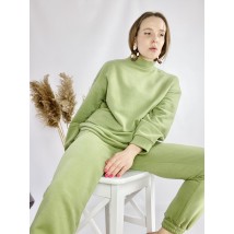 Зеленый свитшот с воротником-стойкой женский из хлопка легкий размер M-L (SWT3x9)