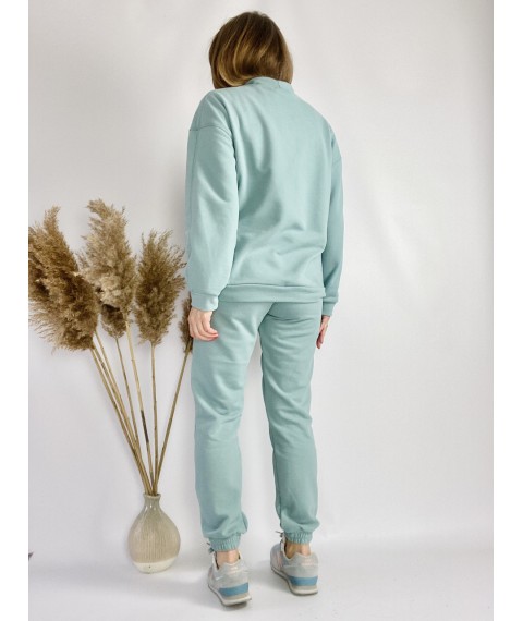 Turquoise sweatshirt with a stand-up collar for women made of cotton lightweight size ML (SWT3x12)