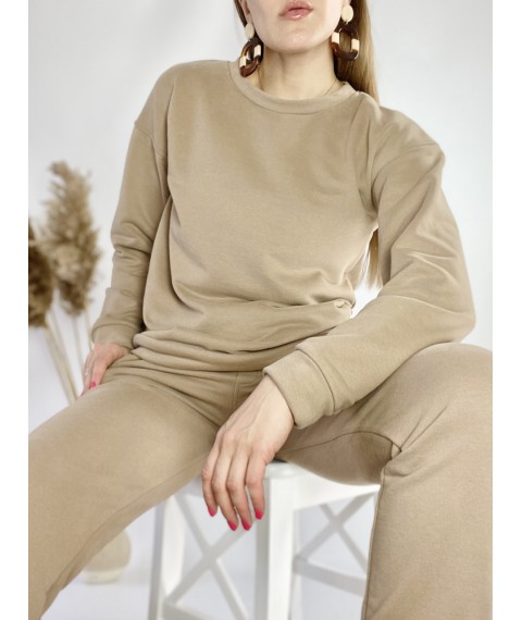 Beige sweatshirt for women made of cotton light size S (SWT2x8)