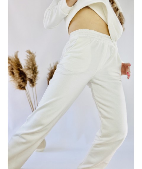 Спортивные женские штаны-джогеры белые с высокой посадкой размер M JOGx5