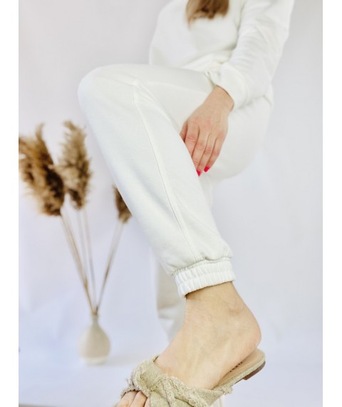 Спортивные женские штаны-джогеры белые с высокой посадкой размер L JOGx5
