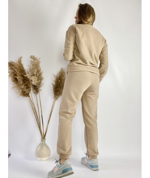 Sportjogger f?r Damen beige mit hohem Bund Gr??e L JOGx7