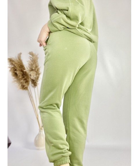 Спортивные женские штаны-джогеры зеленые с высокой посадкой размер M JOGx8