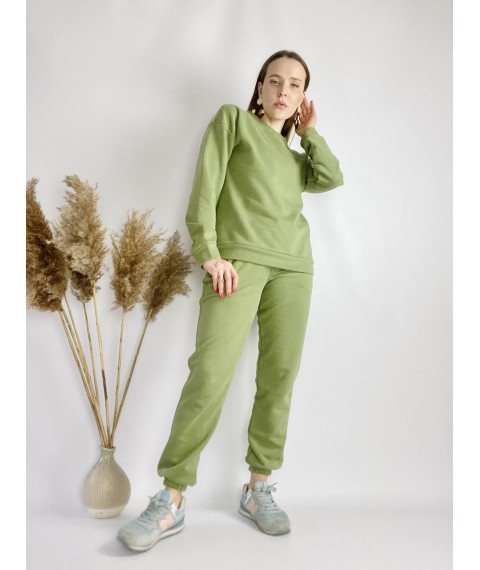 Спортивные женские штаны-джогеры зеленые с высокой посадкой размер L JOGx8