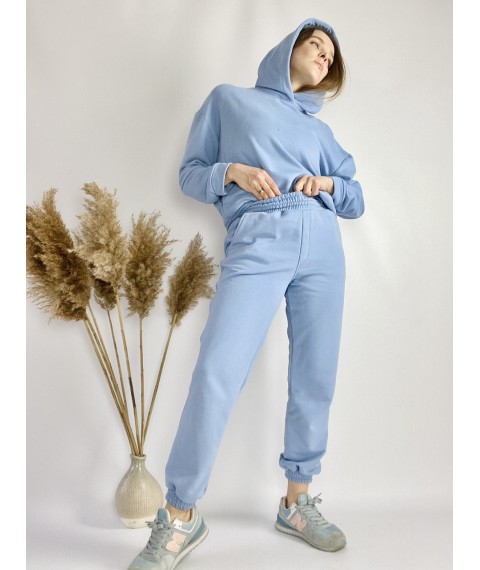 Спортивные женские штаны-джогеры голубые с высокой посадкой размер S JOGx9
