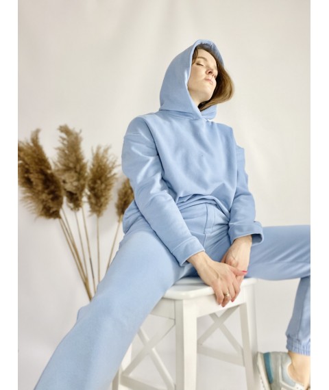 Спортивные женские штаны-джогеры голубые с высокой посадкой размер S JOGx9