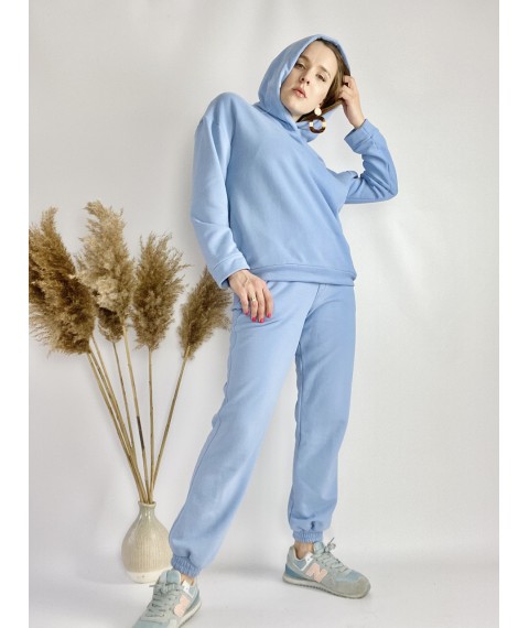 Спортивные женские штаны-джогеры голубые с высокой посадкой размер S JOGx9