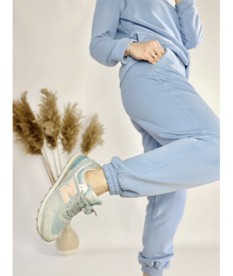 Спортивные женские штаны-джогеры голубые с высокой посадкой размер M JOGx9