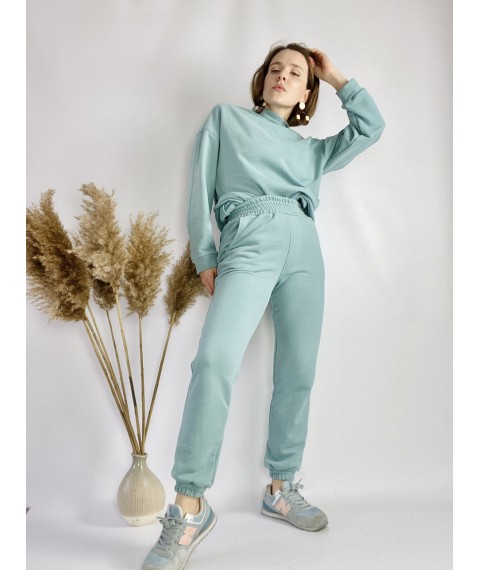 Turquoise high waist jogging pants for women size M JOGx10