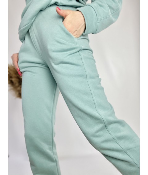 Спортивные женские штаны-джогеры бирюзовые с высокой посадкой размер L JOGx10