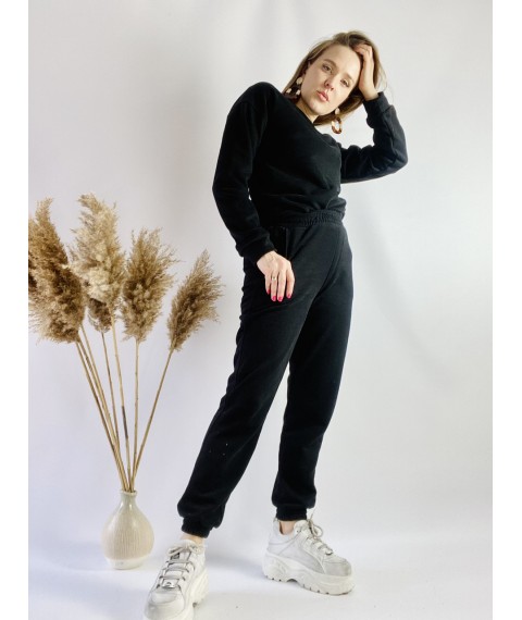 Damen Sport-Jogginghose schwarz mit hohem Bund Gr??e S JOGx1