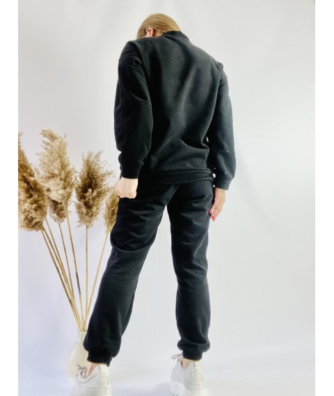 Спортивные женские штаны-джогеры черные с высокой посадкой размер L JOGx1