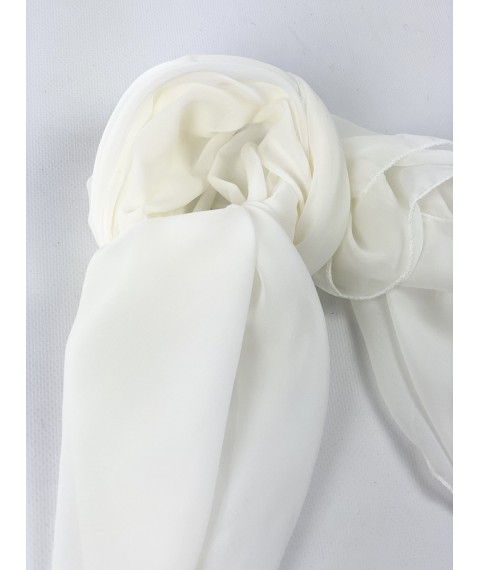 Платок молочный белый женский из тонкого шифона KSVx3
