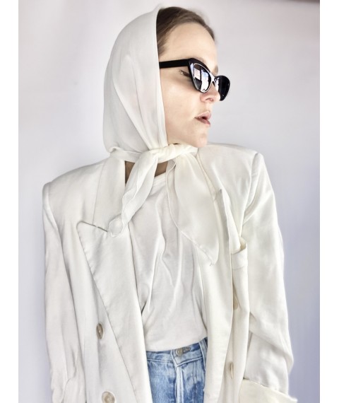 Milky white shawl for women made of thin chiffon KSVx3
