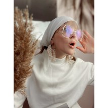 Milky white shawl for women made of thin chiffon KSVx3