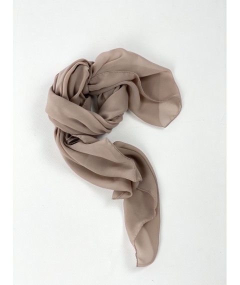 Beige women's scarf made of thin chiffon KSVx4