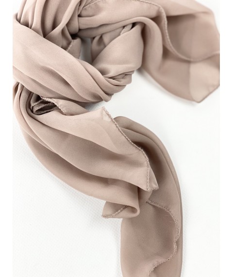 Beige women's scarf made of thin chiffon KSVx4