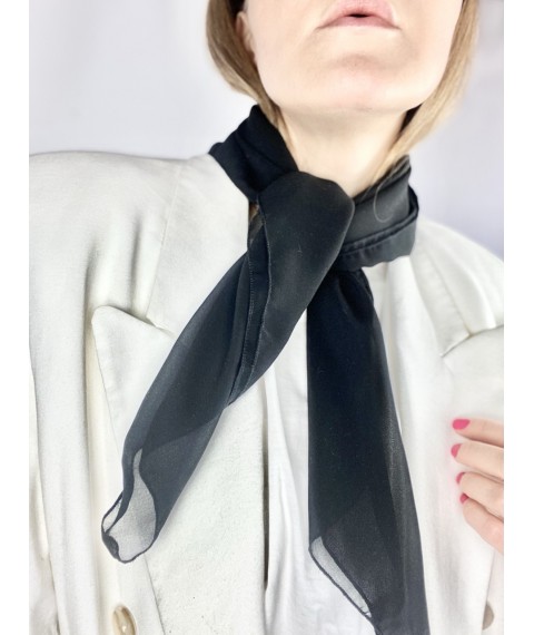 Black female scarf made of thin chiffon KSVx1