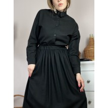 Рубашка черная с длинным рукавом женская из льна размер L (TSH1x1)