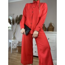 Рубашка женская красная из льна размер S (TSH1x4)