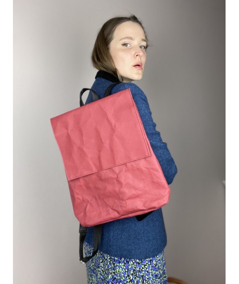 Женский рюкзак бумажный крафтовый бордовый KL1x26