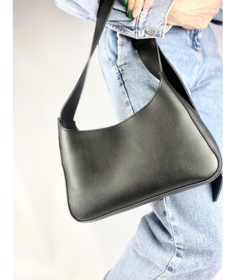 Women's black mini bag made of eco-leather