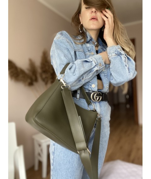 Khaki eco-leather women's bag