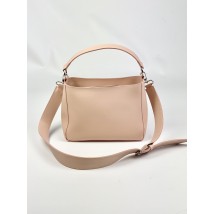 Powdery women's bag with two handles made of imitation leather