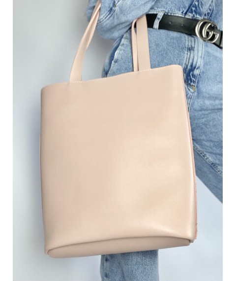 Powdery women's tote bag made of eco-leather