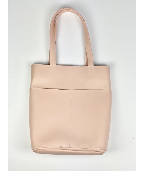 Powdery women's tote bag made of eco-leather