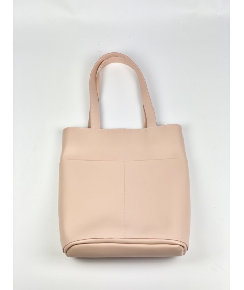 Powdery women's tote bag made of eco-leather