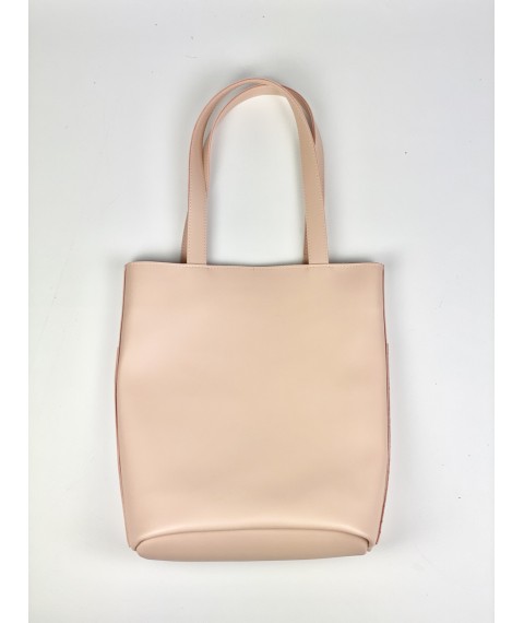 Powdery women's tote bag made of eco-leather