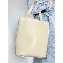 Beige tote bag made of imitation leather