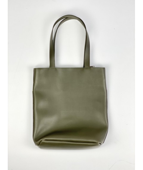 Women's green eco-leather tote bag