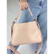 Women's powdery baguette bag with eco-leather shoulder strap