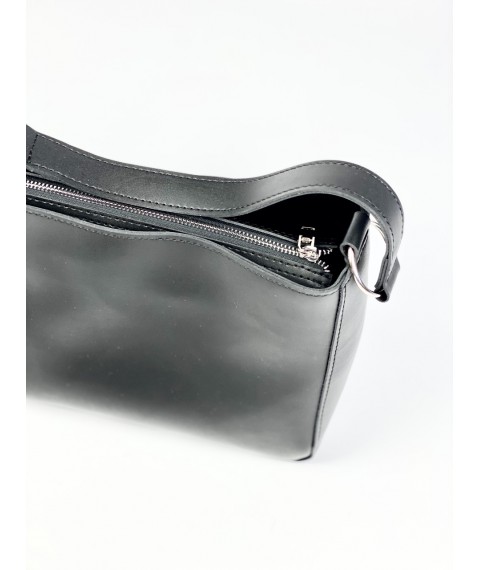 Black women's baguette made of eco-leather SM9x1