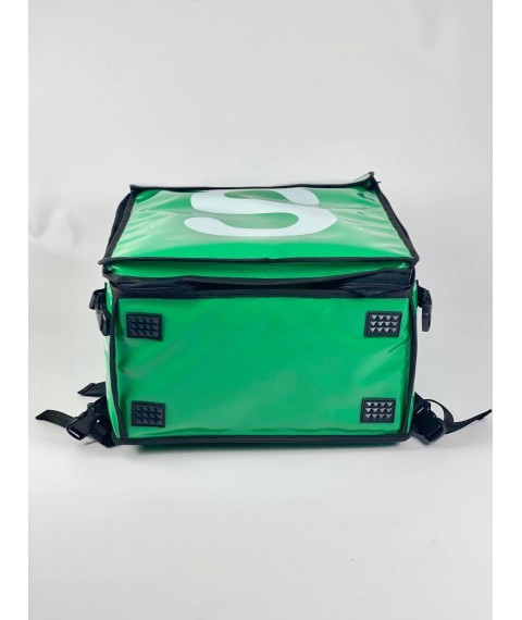 Рюкзак для курьера службы доставки салатовый с логотипом компании GL