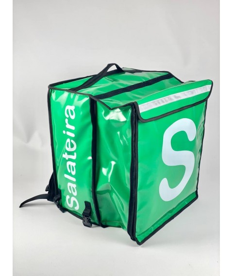 Рюкзак для курьера службы доставки салатовый с логотипом компании GL