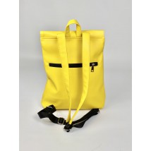 Yellow city backpack for women made of eco-leather KL1x3