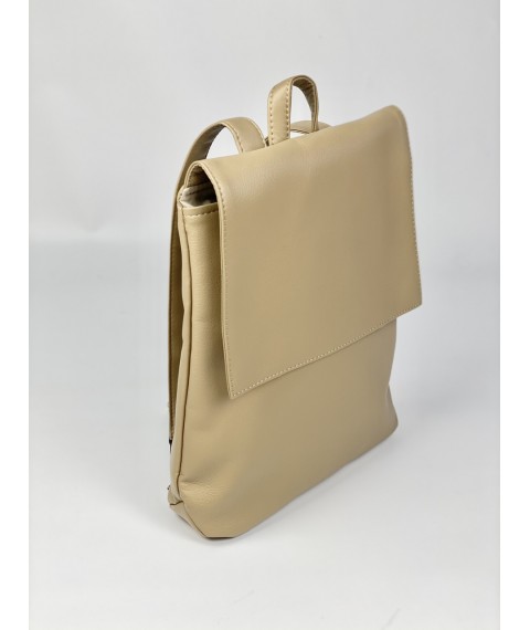 Городской женский рюкзак из экокожи бежевый KL1x29
