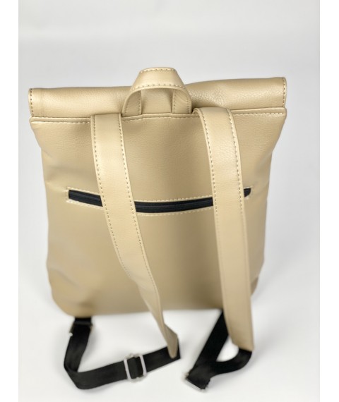 Городской женский рюкзак из экокожи бежевый KL1x29